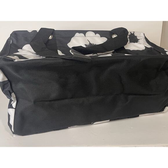 Thirty One Gifts Medium Utility Tote | White Poppy Print | NEW | Black White - Picture 5 of 5